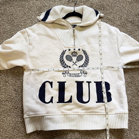 Ellandemm Royal Club Sweater Pullover Mens Size S/M Ivory 1/4 Zip - Picture 6 of 6